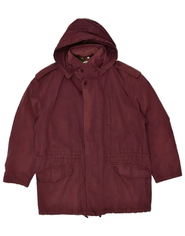 MOSCHINO Mens Hooded Military Jacket IT 52 XL Burgundy