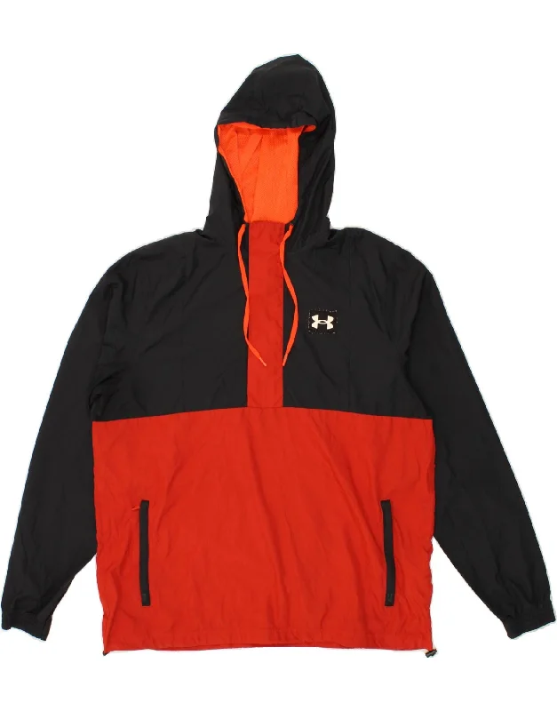 UNDER ARMOUR Mens Hooded Anorak Jacket UK 40 Large Navy Blue Colourblock