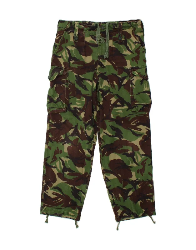 VINTAGE Mens Straight Cargo Trousers W32 L30 Green Camouflage