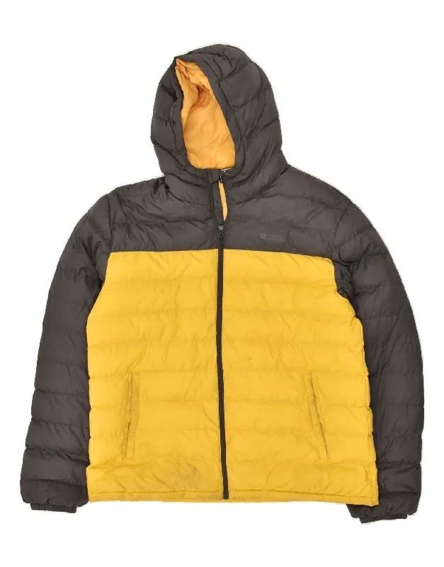 MOUNTAIN WAREHOUSE Mens Hooded Padded Jacket UK 42 XL Yellow Colourblock