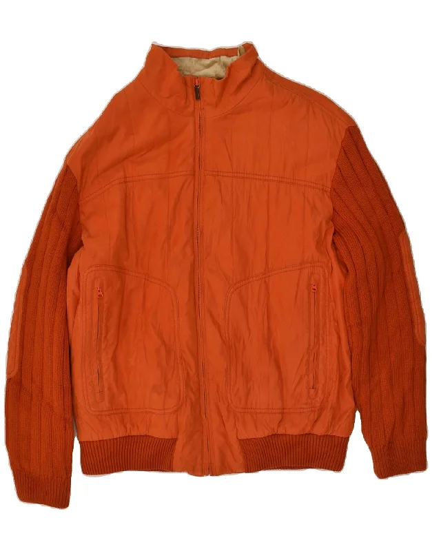 AMERIGO VESPUCCI Mens Bomber Jacket UK 42 XL Orange Polyester