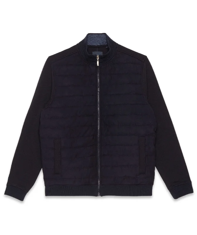 Guide London Modern Bomber Jacket with Zip Navy