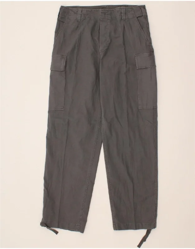 VINTAGE Mens Straight Cargo Trousers XL W38 L32 Grey Cotton