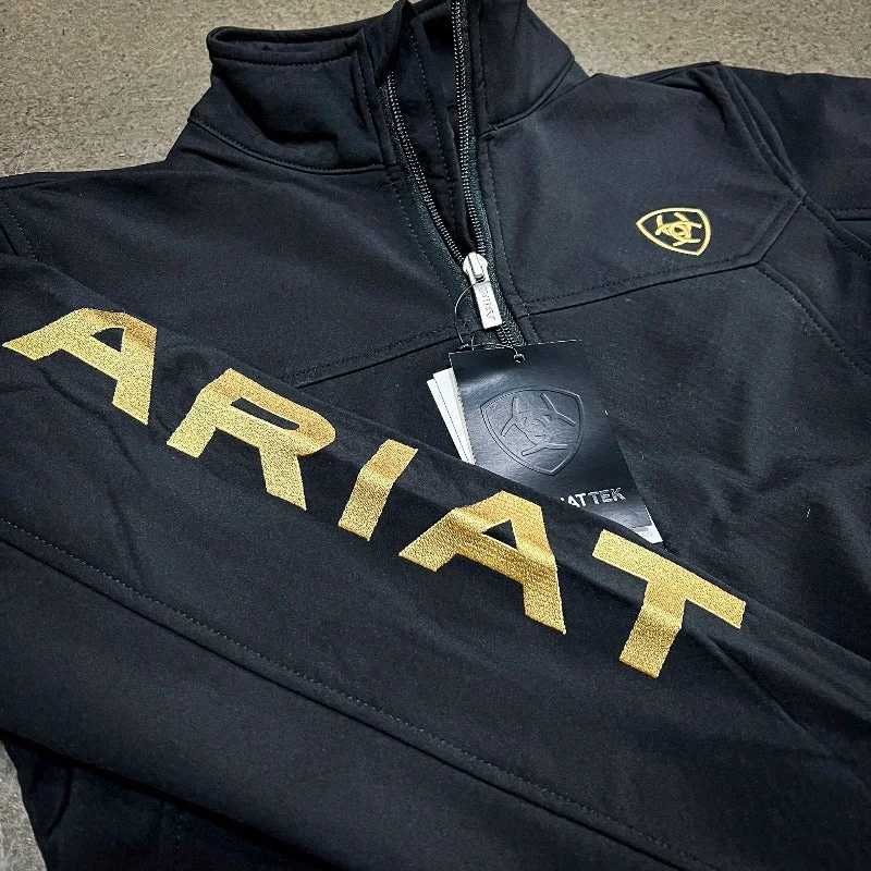 Ariat Men's New Team Softshell Brand Jacket, Black/Gold