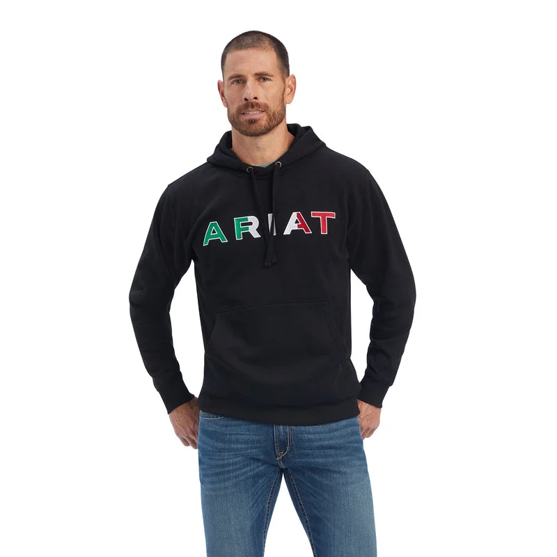 Ariat Men's Mexico Flag Logo Hoodie, Black