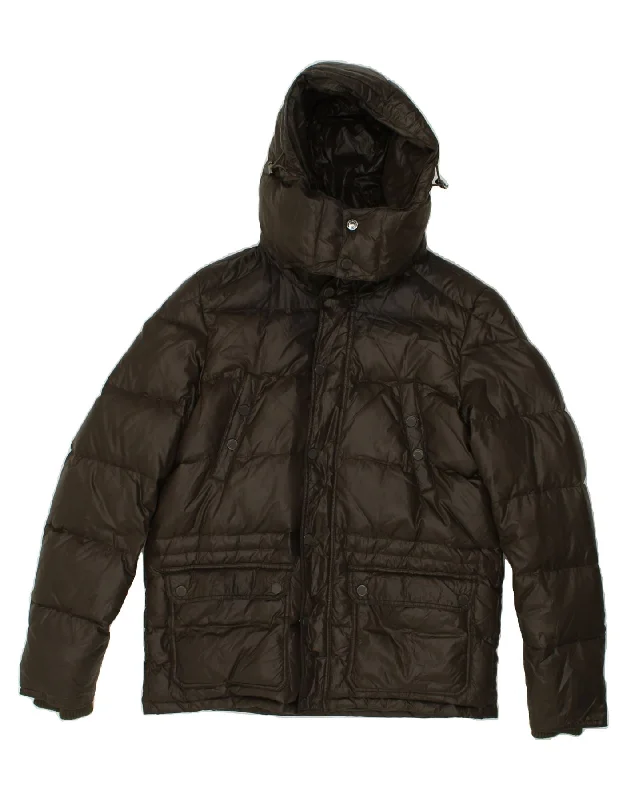 BEST COMPANY Mens Hooded Padded Jacket UK 36 Small Khaki Polyester