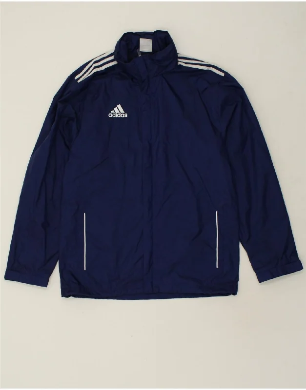 ADIDAS Mens Graphic Hooded Windbreaker Jacket UK 38/40 Medium Navy Blue