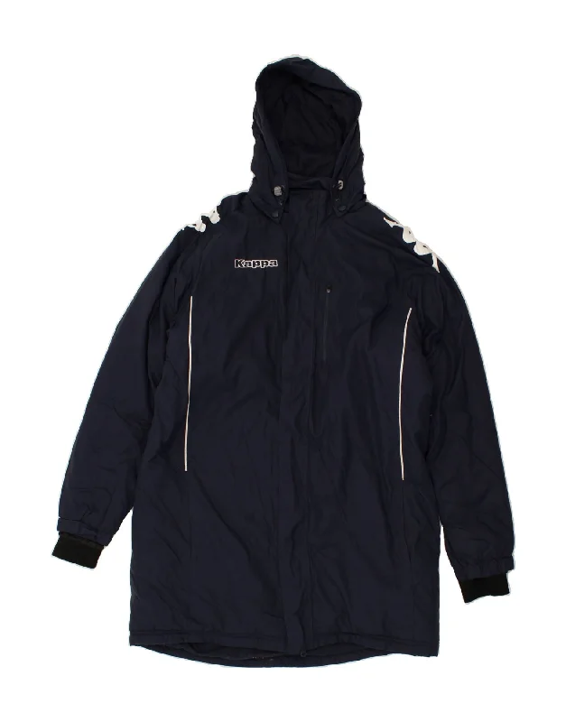 KAPPA Mens Graphic Hooded Windbreaker Jacket UK 38 Medium Navy Blue