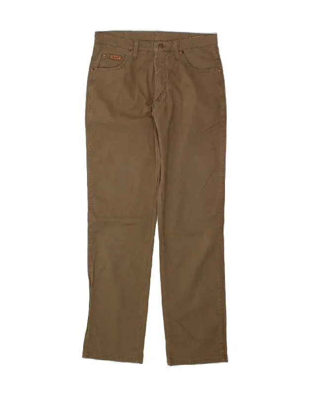 WRANGLER Mens Straight Casual Trousers W33 L34 Brown Cotton