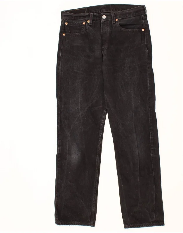 LEVI'S Mens 501 Straight Jeans  W27 L32 Black Cotton