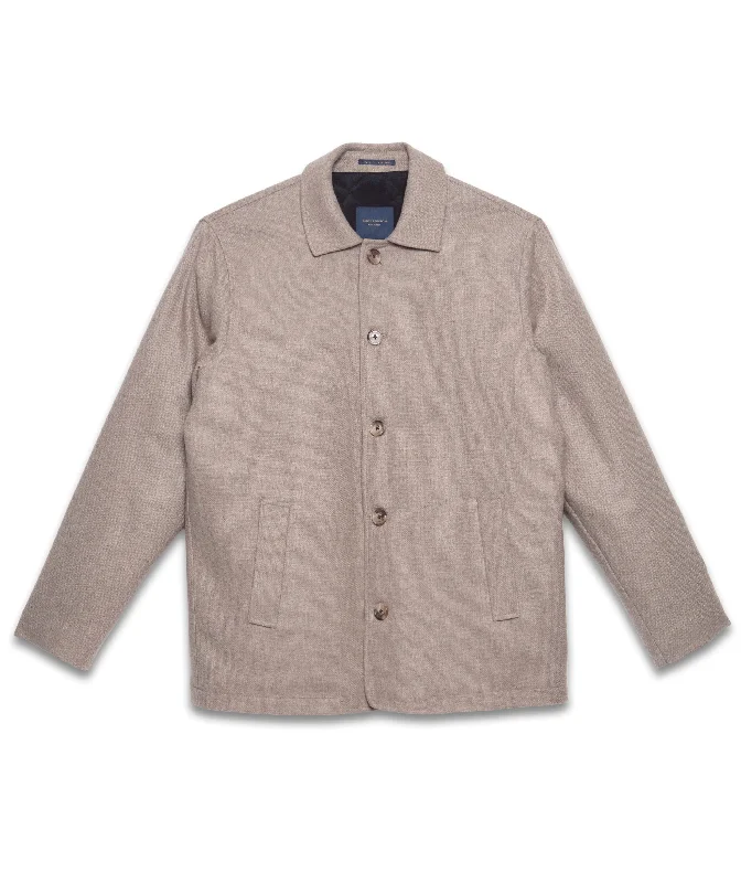 Guide London Oatmeal Wool-Blend Casual Jacket