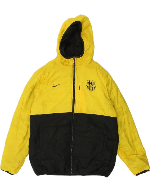 NIKE Mens FCB Hooded Reversible Jacket UK 42 XL Yellow Colourblock