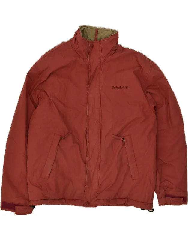 TIMBERLAND Mens Windbreaker Jacket UK 38 Medium Maroon Cotton