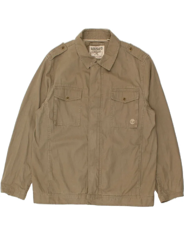 TIMBERLAND Mens Military Jacket UK 40 Large Beige Cotton