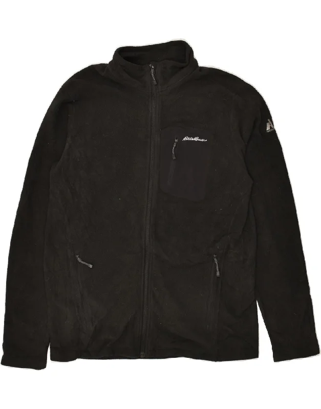 EDDIE BAUER Mens Fleece Jacket UK 40 Large Black Polyester