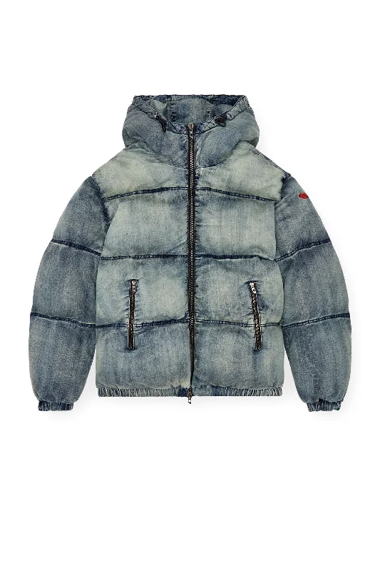 W-Mons Puffer jacket in treated denim