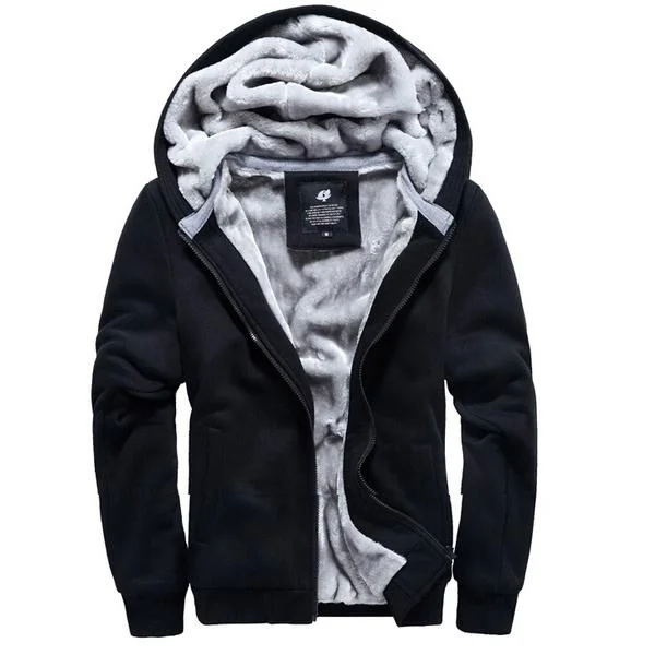 Winter Men's Hooded Long Sleeve Zipper Jacket