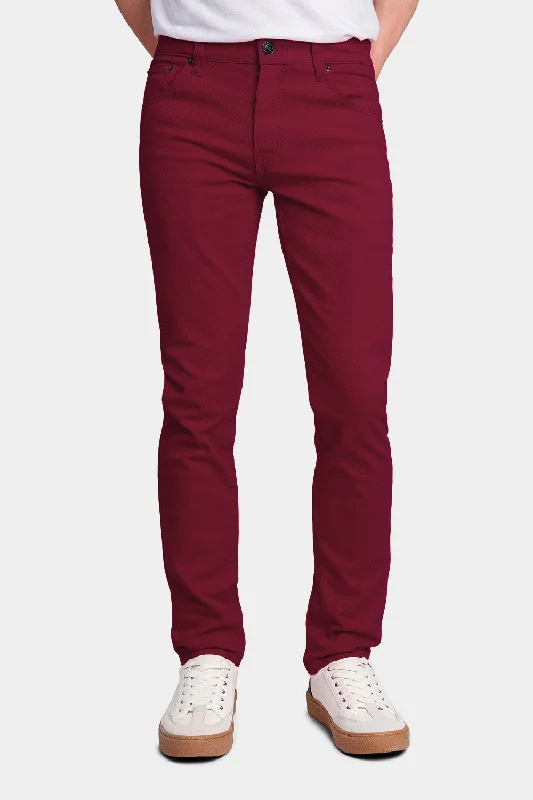 Men's Essential Skinny Fit Colored Jeans (Burgundy)