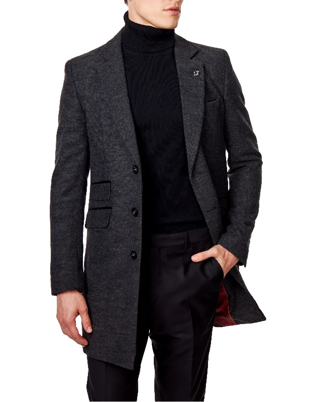 NESTOR – GREY TWEED WOOL BLEND OVERCOAT