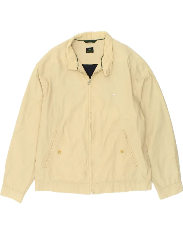 LACOSTE Mens Bomber Jacket UK 44 2XL Beige Cotton