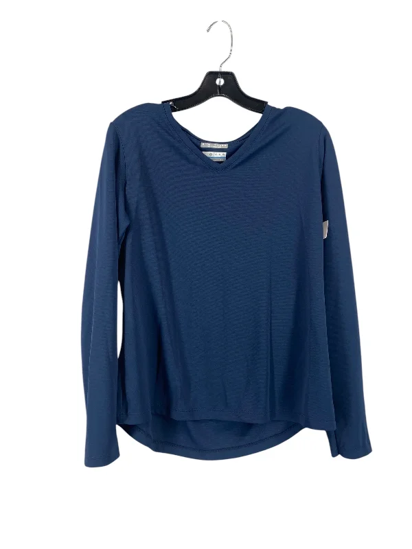 Athletic Top Long Sleeve Collar By Columbia In Navy, Size: L