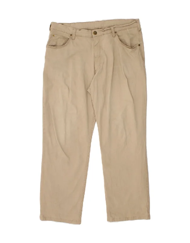 LEE Mens Brooklyn Straight Casual Trousers W36 L28 Beige Cotton