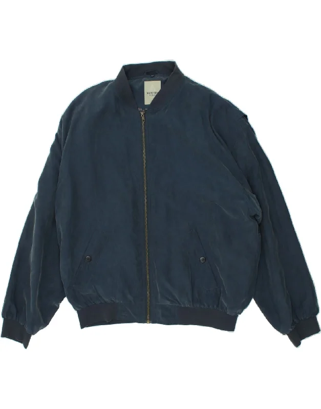 HAPPY LIFE Mens Bomber Jacket IT 54 2XL Navy Blue