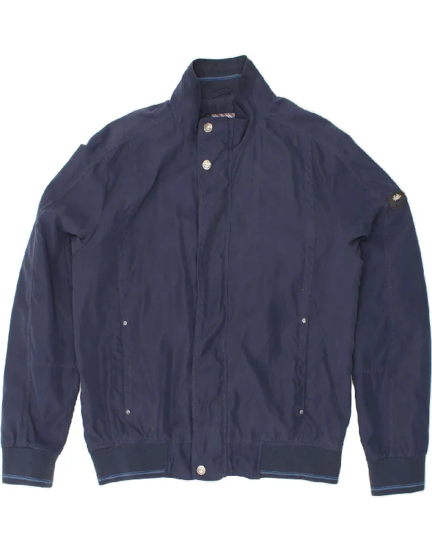 IL GRANCHIO Mens Bomber Jacket UK 36 Small Navy Blue