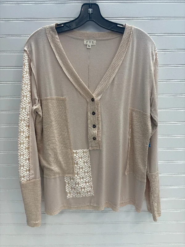 Top Long Sleeve By Pol In Beige, Size: M