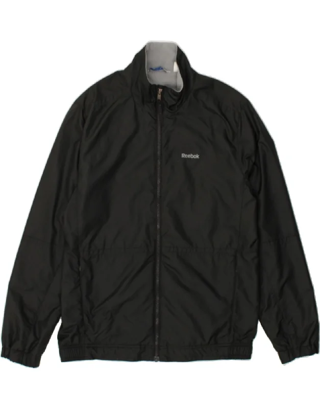 REEBOK Mens Bomber Jacket UK 38 Medium Black Polyester