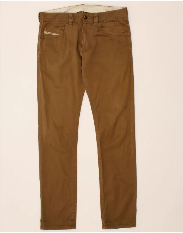 DIESEL Mens Thavar Slim Skinny Casual Trousers W32 L32 Brown Cotton