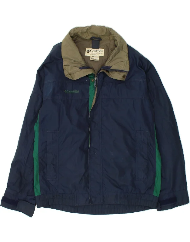 COLUMBIA Mens Rain Jacket UK 36 Small Navy Blue