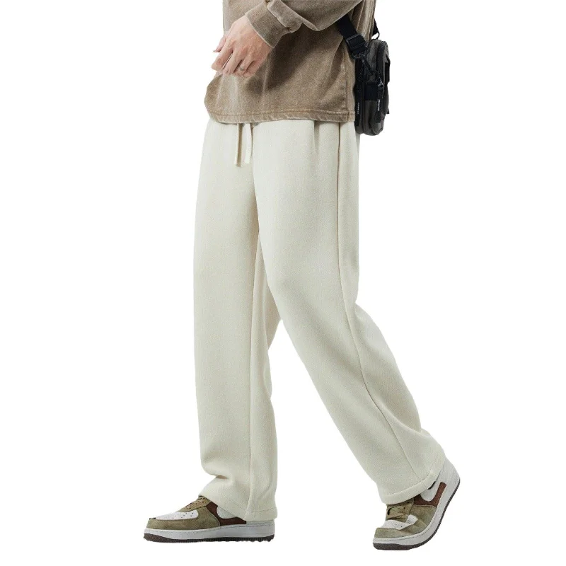 Straight Drooping Fleece-lined Pants