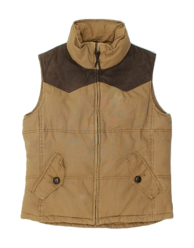 MASSIMO DUTTI Mens Padded Gilet UK 38 Medium Brown Colourblock