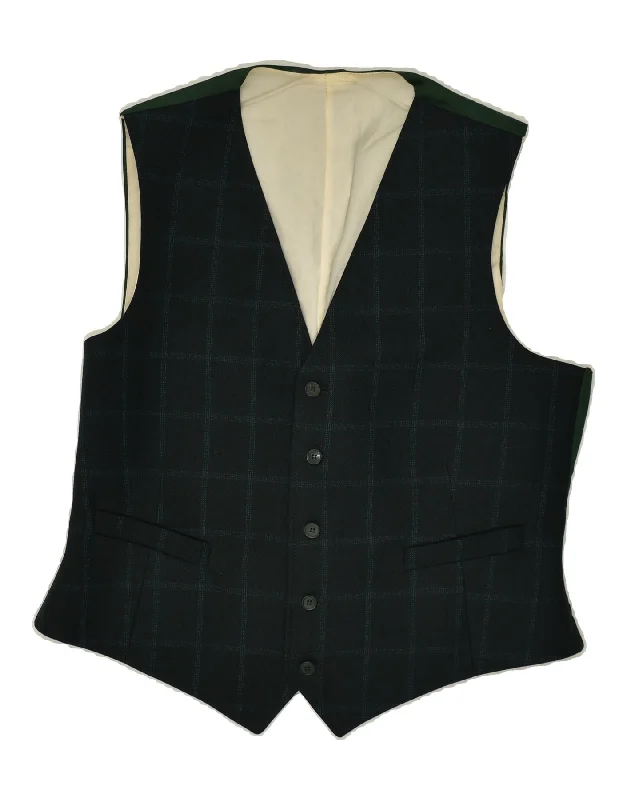 VINTAGE Mens Waistcoat Medium Green Check