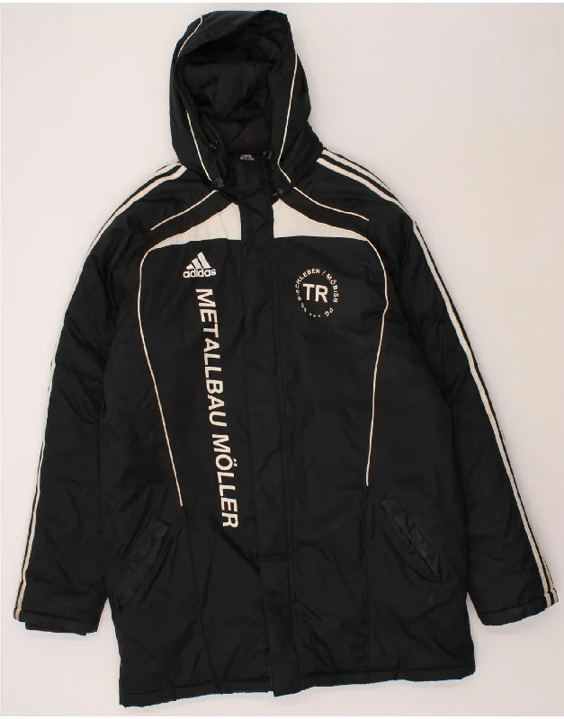 ADIDAS Mens SC Bischleben Graphic Hooded Padded Coat UK 42/44 Large Black