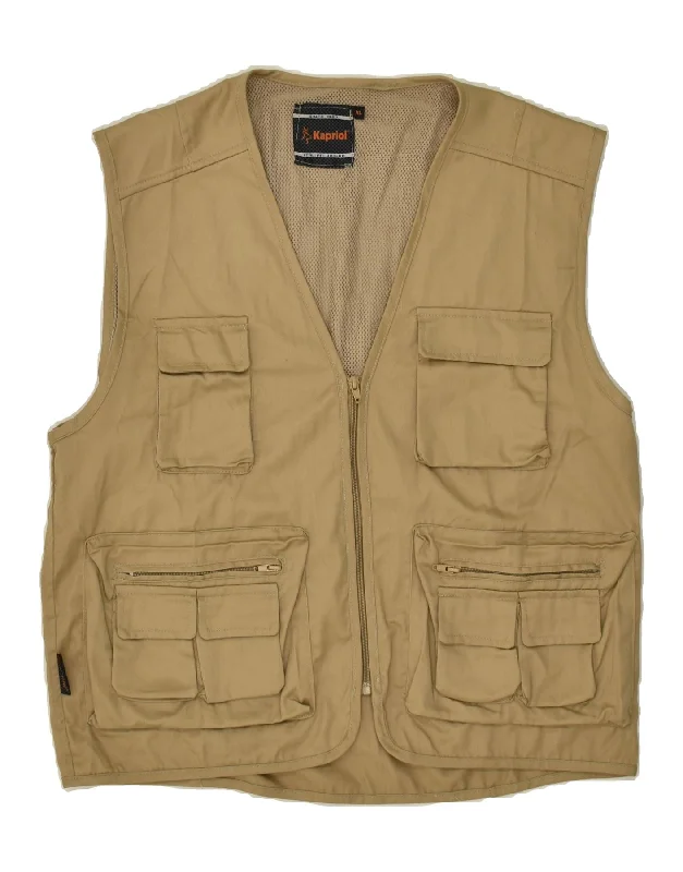 KAPRIOL Mens Utility Gilet UK 42 XL Beige Polyester