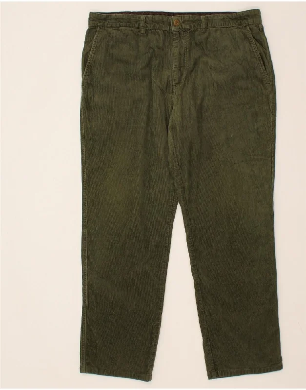 AVIREX Mens Straight Corduroy Trousers W42 L31 Green Cotton