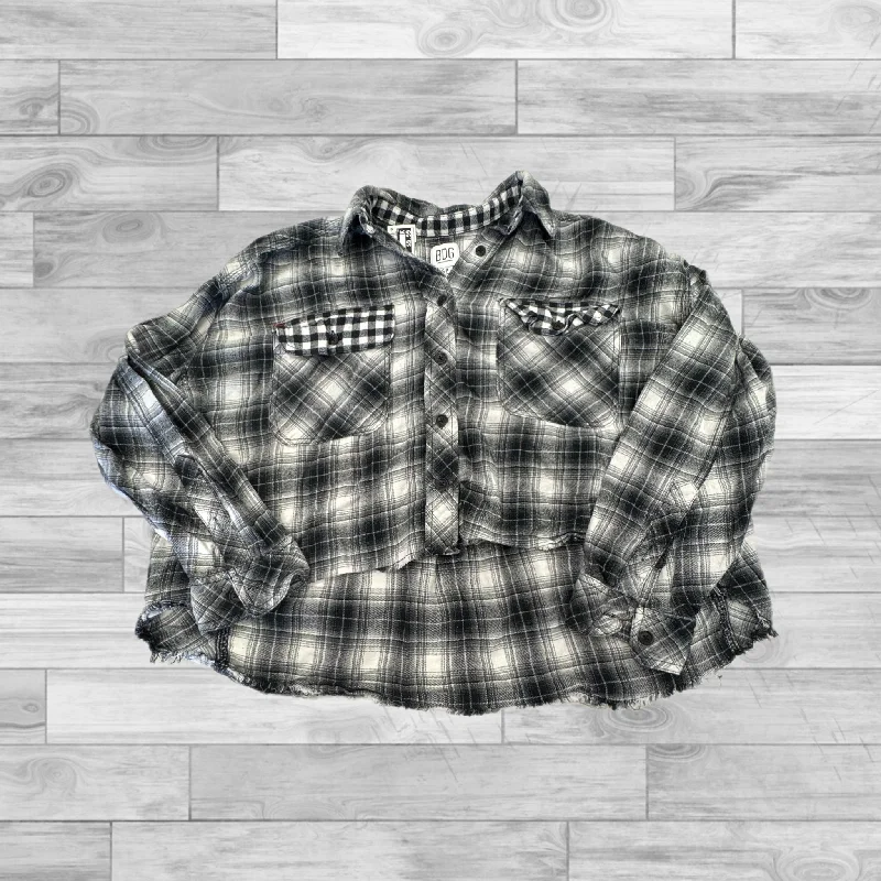 Top Long Sleeve By Bcg In Plaid Pattern, Size: S