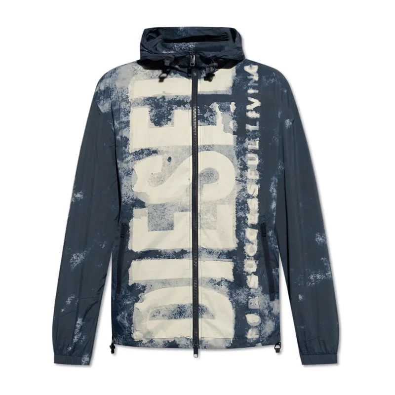 J-Warrett-Logo-Logo Watercolour-effect windbreaker with logo Midnight/Blue