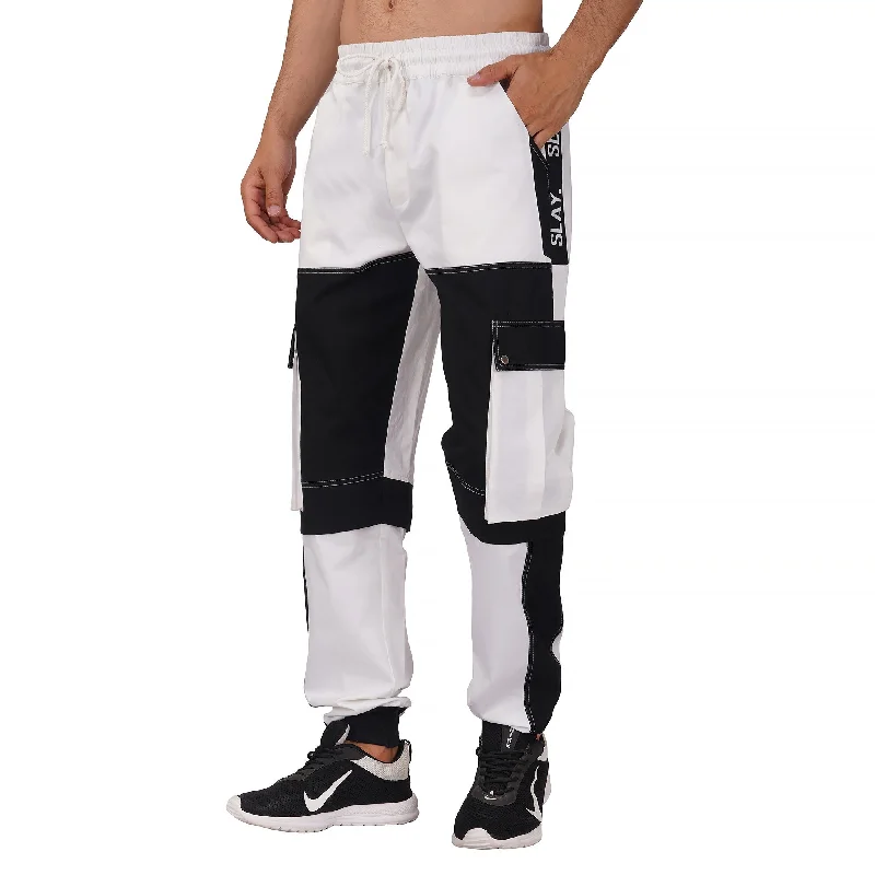 SLAY. Men's Colorblock White & Black Utility Cargo Pants