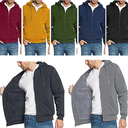 Men's Thick Sherpa Lined Fleece Hoodie (Big & Tall Sizes Available)