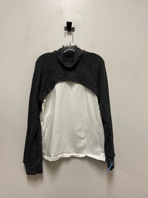 Top Long Sleeve By Zara In Grey & White, Size: M