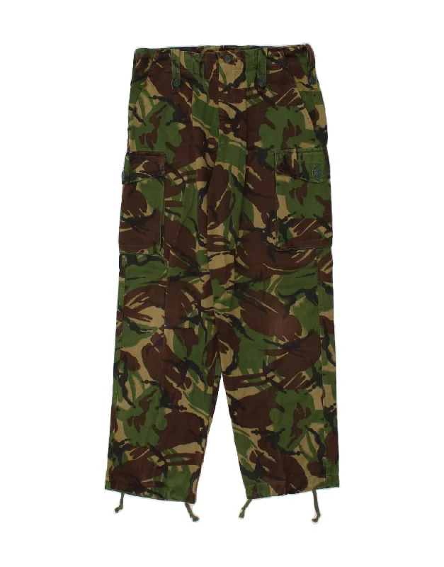 VINTAGE Mens Straight Cargo Trousers W32 L32 Green Camouflage