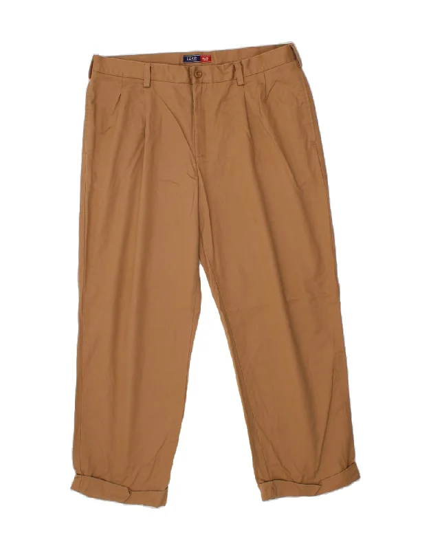 IZOD Mens Classic Fit Chino Trousers  W38 L30 Brown Cotton