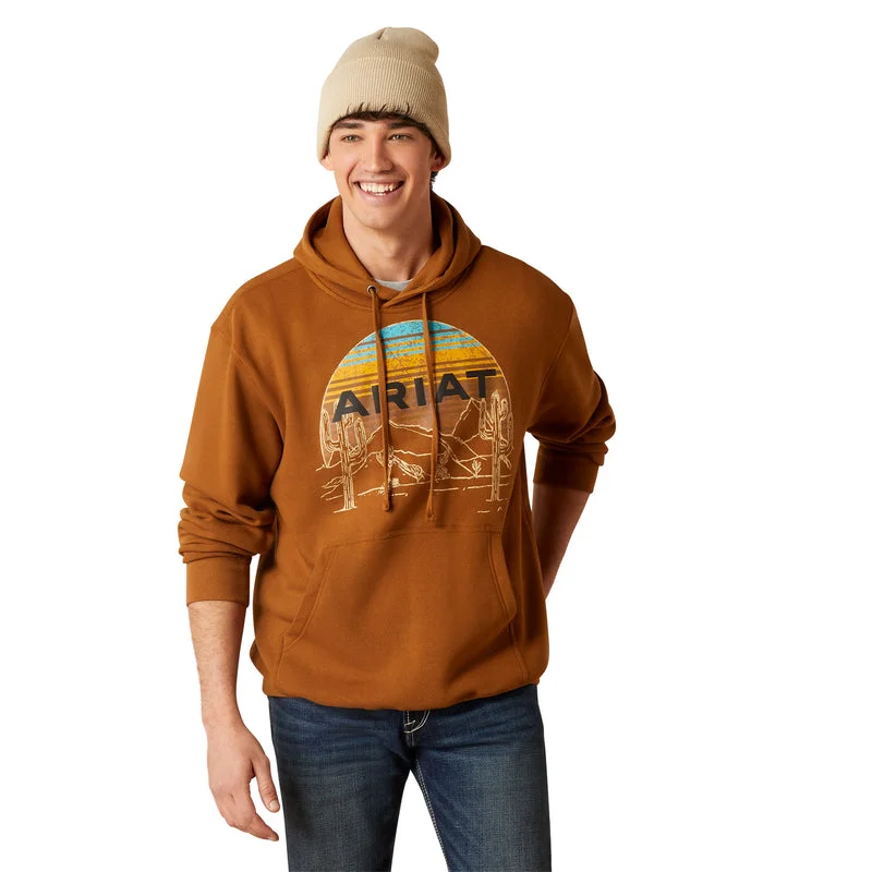 Ariat Men's Desert Sunrise Hoodie, Chestnut Horse