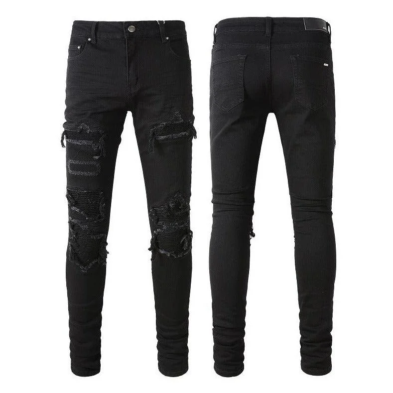 Maxime Black Patch Pleated Jeans