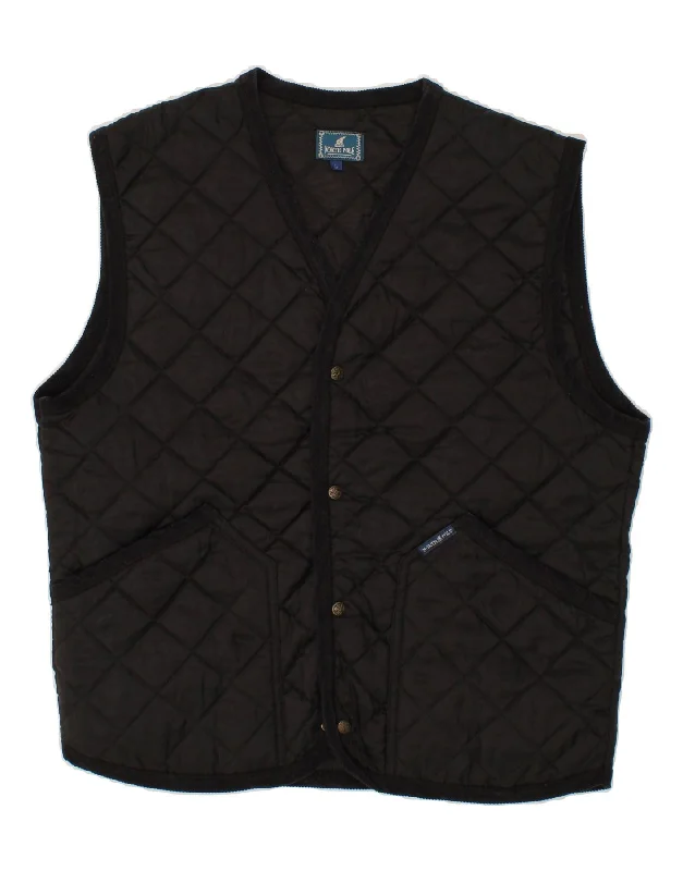 NORTH POLE Mens Quilted Gilet UK 40 Large Black Cotton