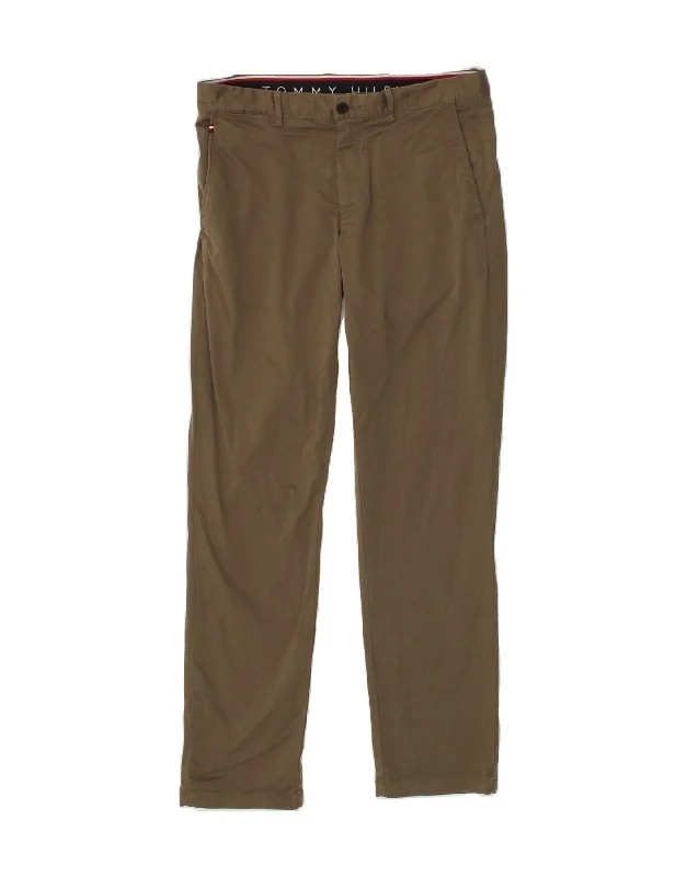 TOMMY HILFIGER Mens Straight Chino Trousers W32 L32 Beige