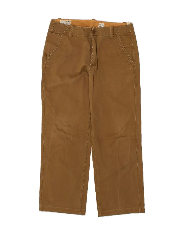 TIMBERLAND Mens Straight Chino Trousers W33 L28 Brown Cotton